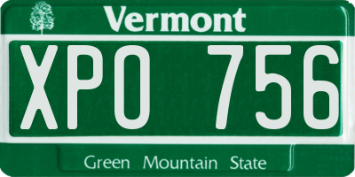 VT license plate XPO756