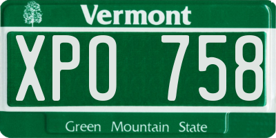 VT license plate XPO758
