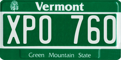 VT license plate XPO760