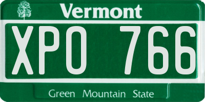 VT license plate XPO766