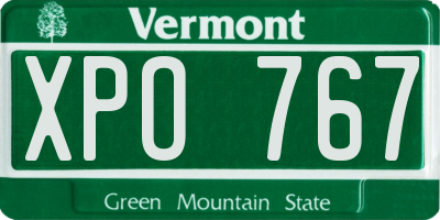 VT license plate XPO767