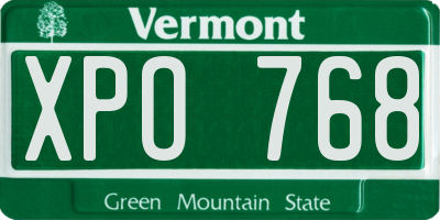 VT license plate XPO768