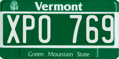 VT license plate XPO769