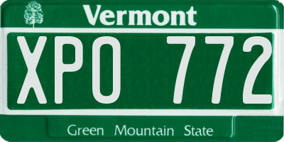 VT license plate XPO772