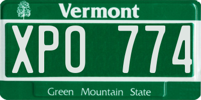 VT license plate XPO774