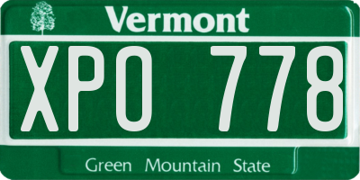 VT license plate XPO778