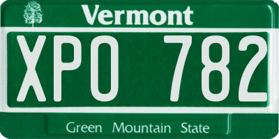 VT license plate XPO782