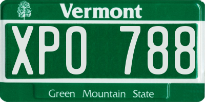 VT license plate XPO788