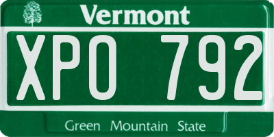 VT license plate XPO792