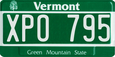 VT license plate XPO795