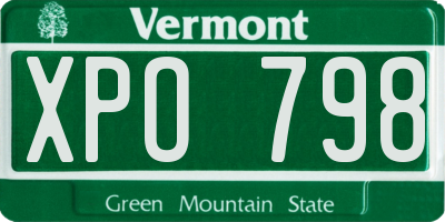 VT license plate XPO798