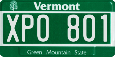 VT license plate XPO801