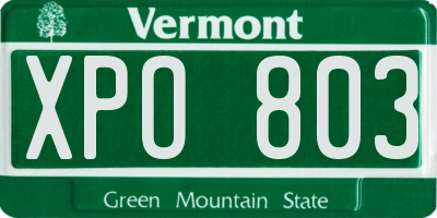 VT license plate XPO803