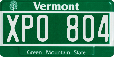 VT license plate XPO804