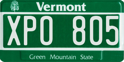 VT license plate XPO805