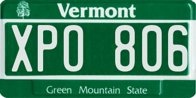 VT license plate XPO806