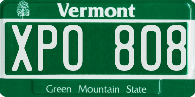VT license plate XPO808