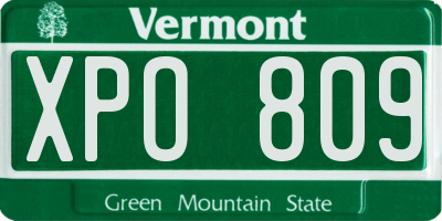 VT license plate XPO809