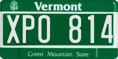 VT license plate XPO814