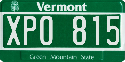 VT license plate XPO815