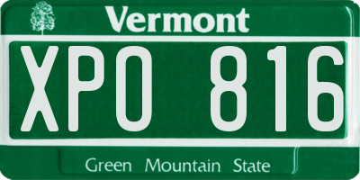 VT license plate XPO816