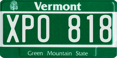 VT license plate XPO818