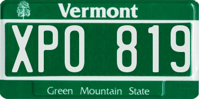 VT license plate XPO819