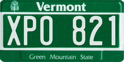VT license plate XPO821