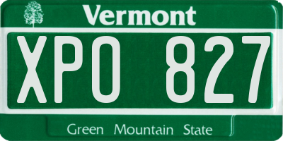 VT license plate XPO827