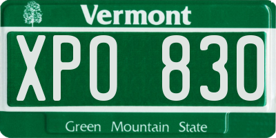 VT license plate XPO830