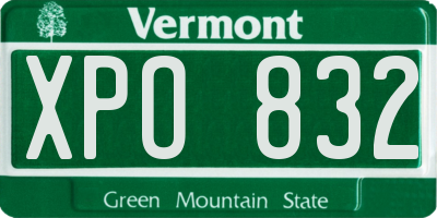 VT license plate XPO832