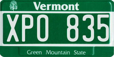 VT license plate XPO835