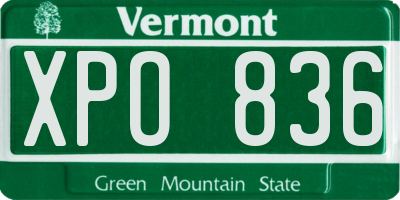 VT license plate XPO836