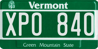 VT license plate XPO840