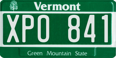 VT license plate XPO841