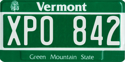 VT license plate XPO842