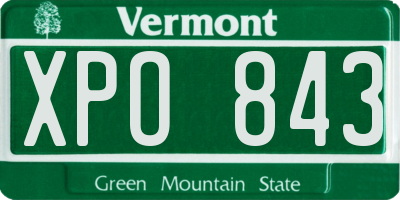 VT license plate XPO843
