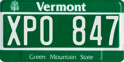 VT license plate XPO847