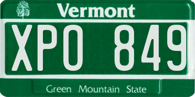 VT license plate XPO849