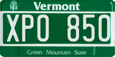VT license plate XPO850