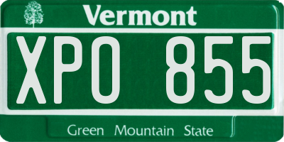 VT license plate XPO855