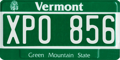 VT license plate XPO856