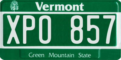 VT license plate XPO857