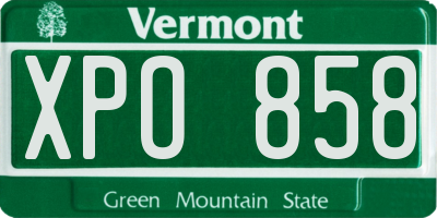 VT license plate XPO858