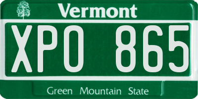 VT license plate XPO865