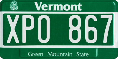 VT license plate XPO867