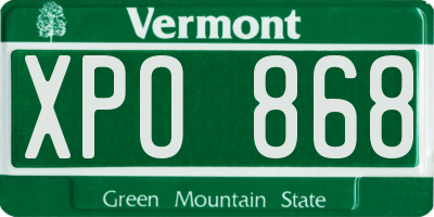 VT license plate XPO868
