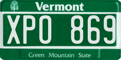 VT license plate XPO869