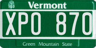 VT license plate XPO870