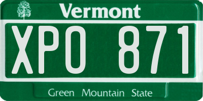 VT license plate XPO871